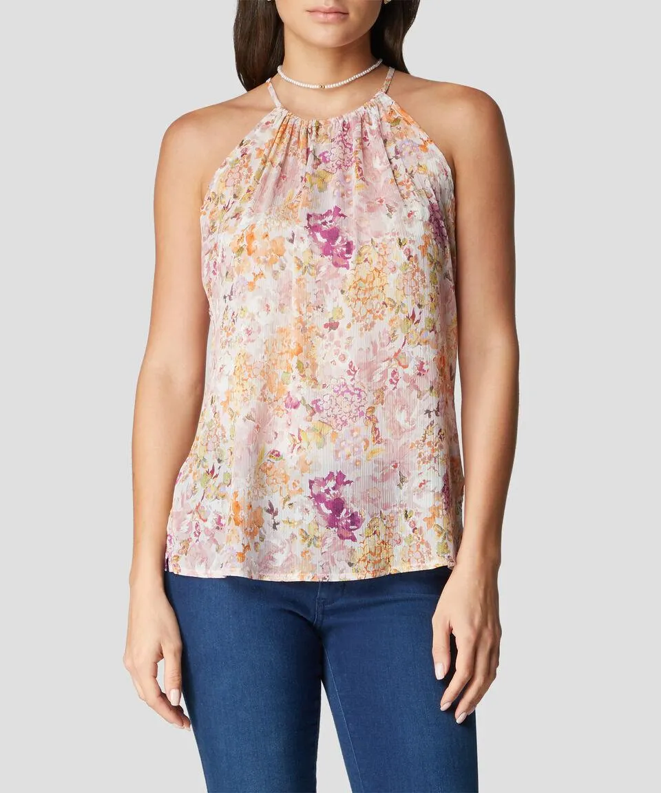 Blusa con estampado floral sin mangas Mujer