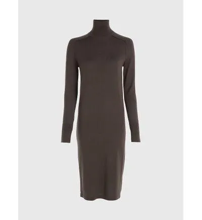 Vestido Calvin Klein Lana Merino Mujer Café