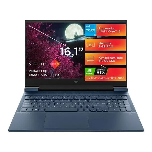 Laptop Gamer HP Victus 16-d0537la Intel Core i5 NVIDIA Geforce RTX 3050 8GB RAM 512GB SSD Azul