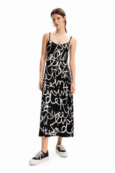 Vestido midi lencero mensajes