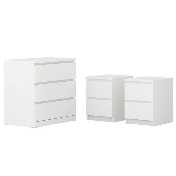 Muebles para recámara, 3 piezas, blanco