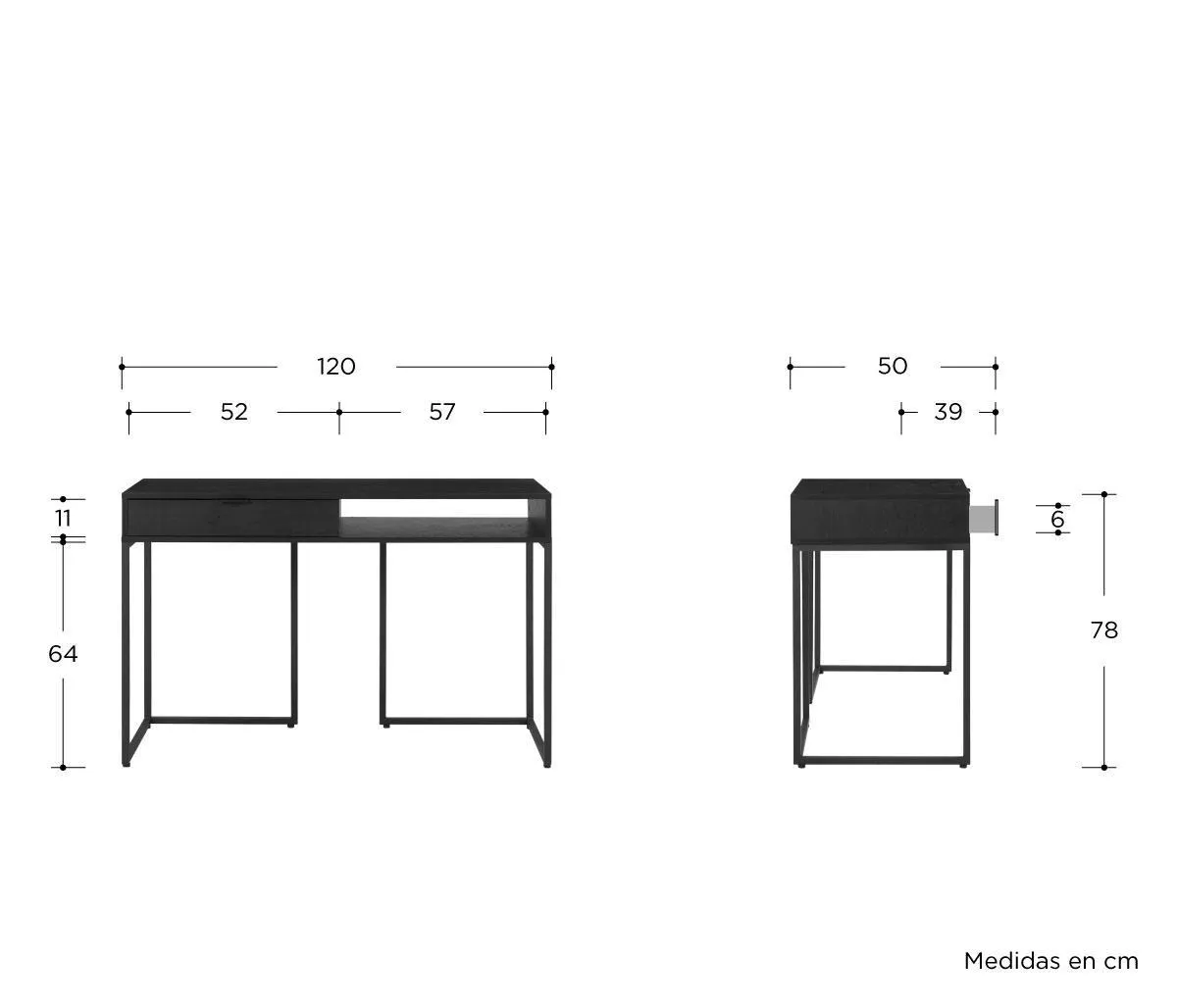 Escritorio Zaya 120cm - Negro