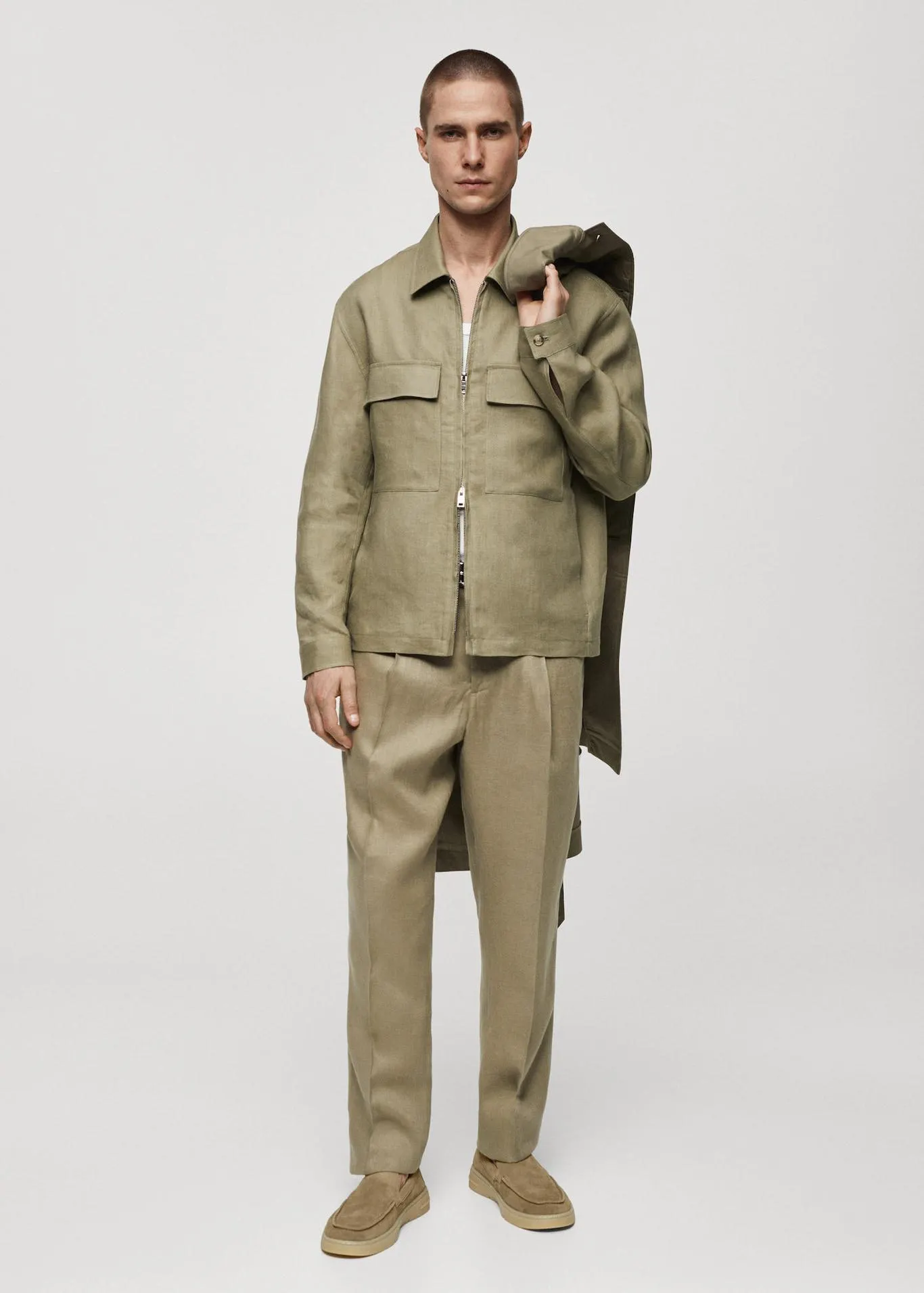 Pantalón 100% lino regular fit