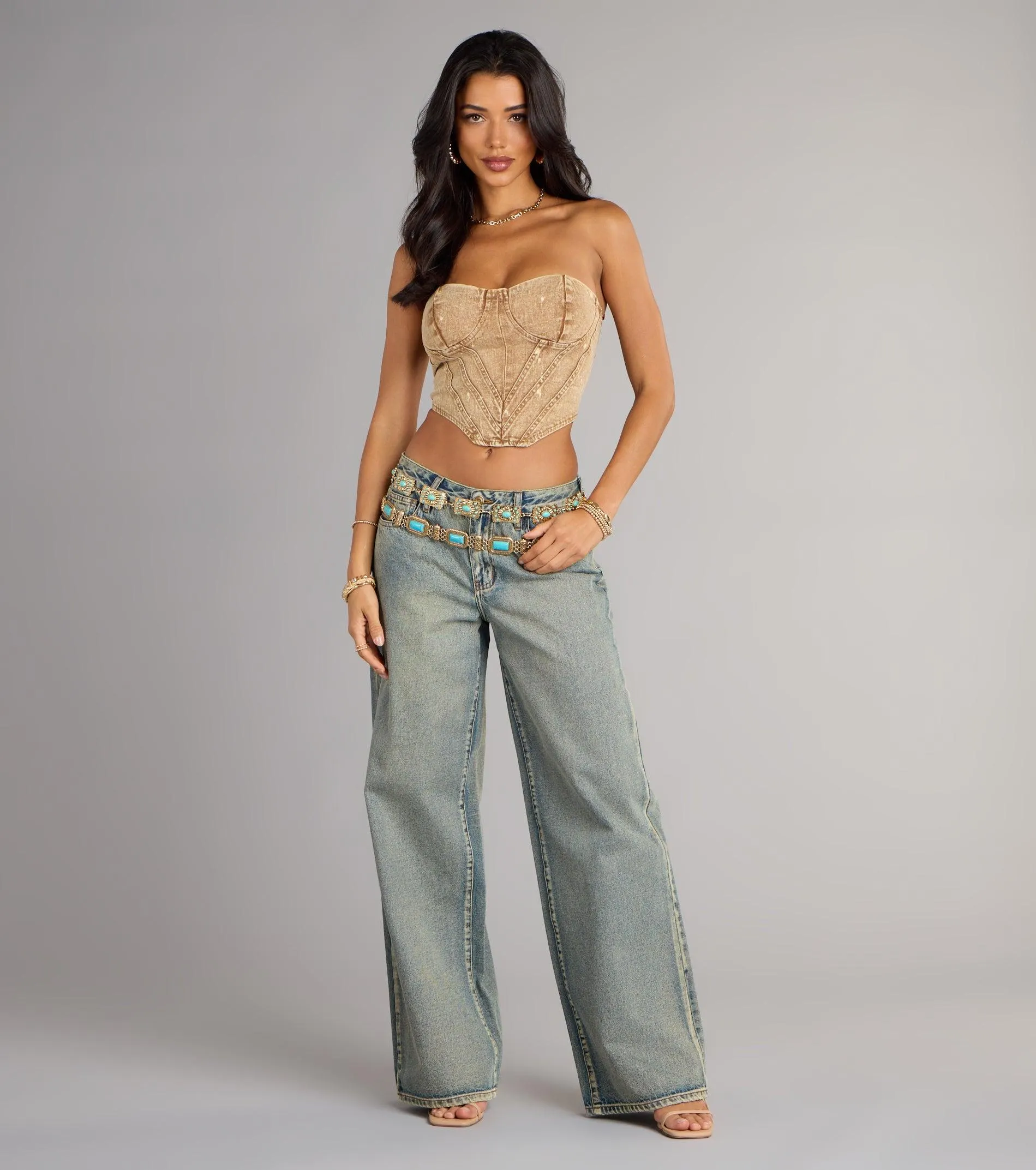 Vintage Vibes Denim Lace-Up Bustier
