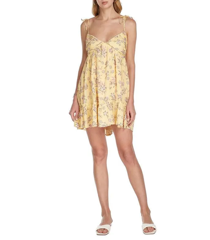 Vestido corto sin mangas con flores Mujer