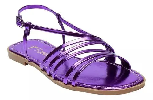 Sandalia De Piso Morada Para Dama Casual Tiras Fareli
