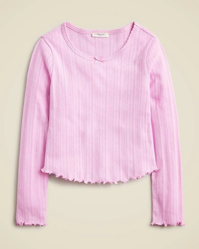 Girls' long-sleeve pointelle-knit T-shirt