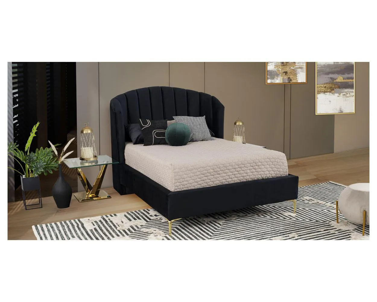 Cama Matrimonial Anika Negro