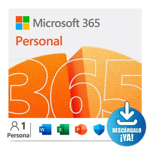 Microsoft Office 365 Personal Descargable / Licencia 1 año / 1 usuario / 1 dispositivo / PC / Laptop / Mac / Dispositivos móviles