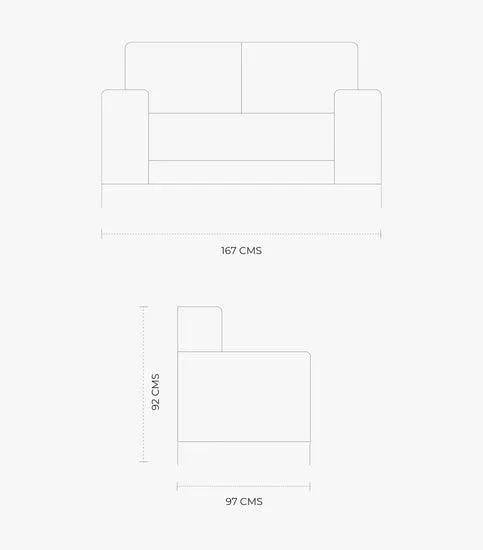 Love Seat Benelli de tela color Gris