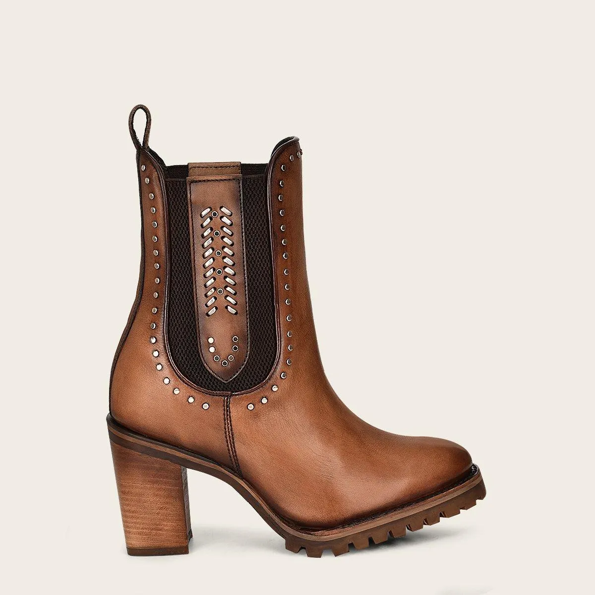 Botín para dama en piel genuina.