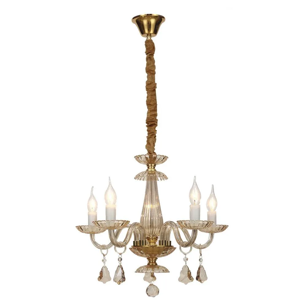 Lámpara Colgante Lumicentro Candelabro Color Dorado de 5 Luces