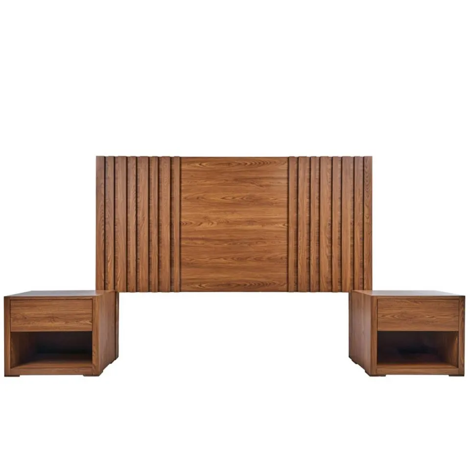 Cabecera King Size con 2 burós Luven - Nogal