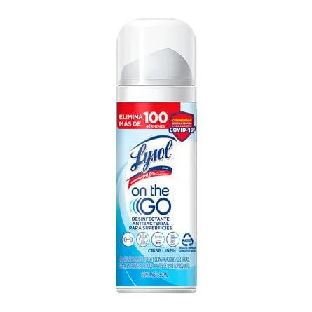 Lysol Aerosol Desinfectante Antibacterial para Superficies On The Go Aroma Crisp Linen 50 ml