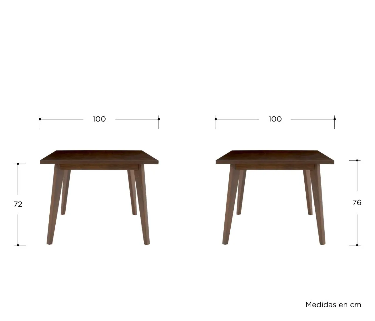 Mesa de comedor Evo 100 cm cuadrada - Nogal