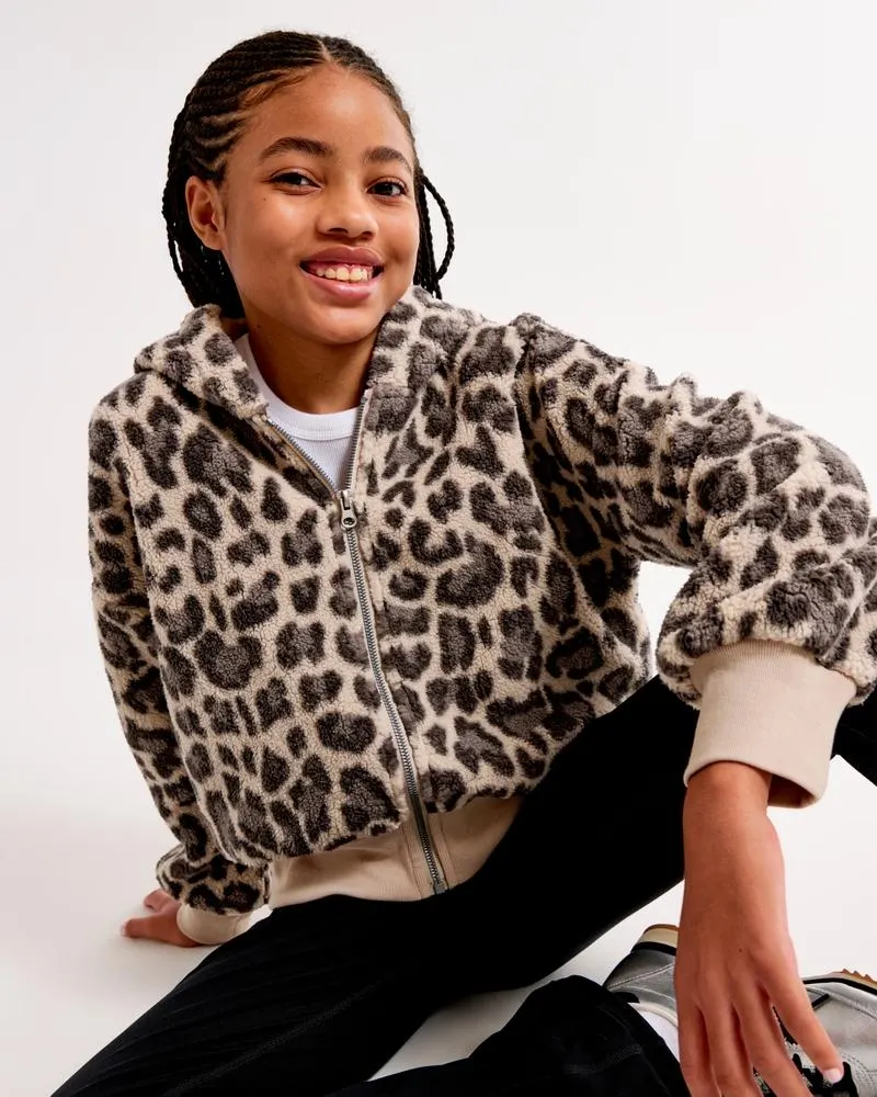 hooded sherpa shirt jacket