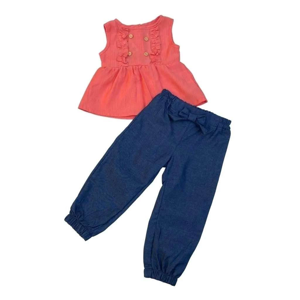 Conjunto coral & denim