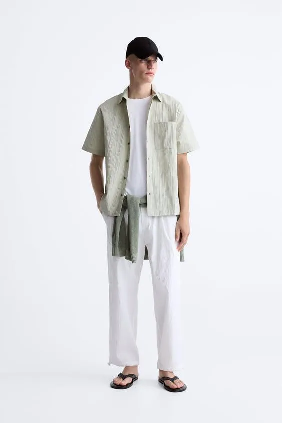 SEERSUCKER CARGO TROUSERS