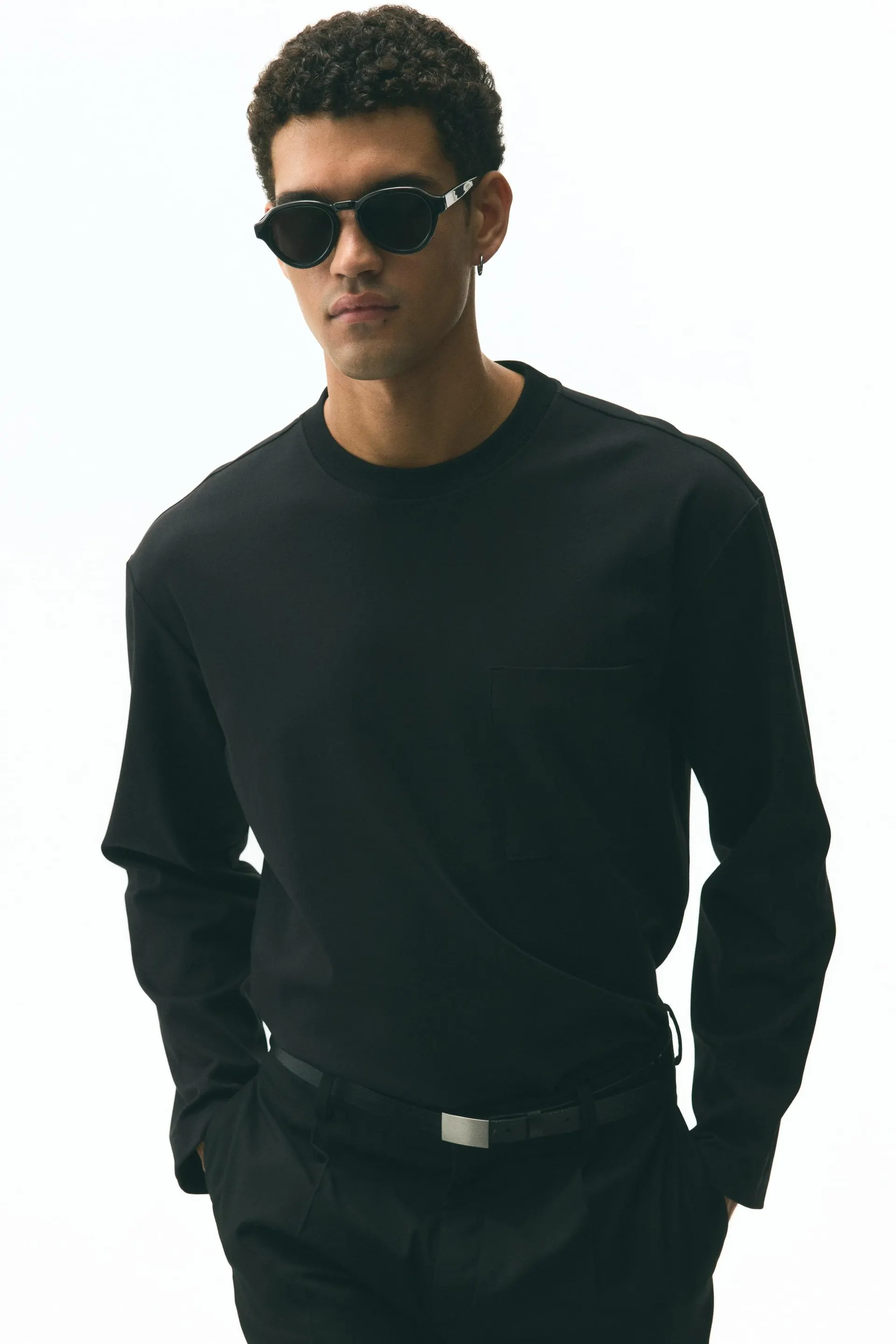 Playera Loose Fit de manga larga en punto
