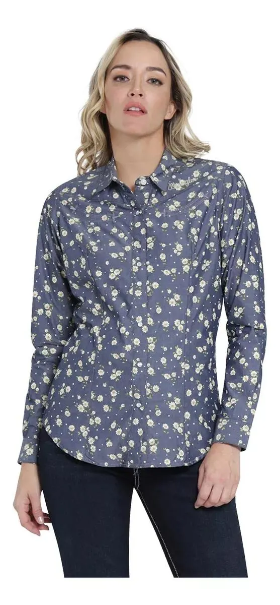 Blusa Vaquera Mujer Wrangler Slim Fit Manga Larga 01
