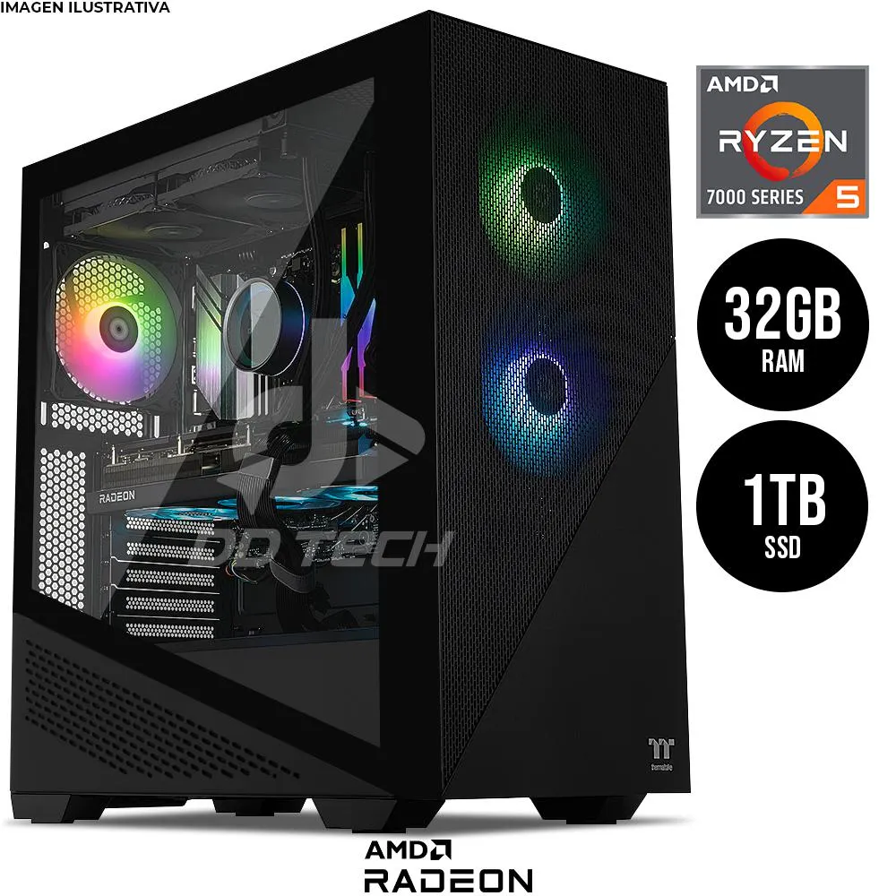 Computadora PRIDE GAMING BUNNY / AMD RADEON RX 7700 XT / AMD Ryzen 5 7600X / 32GB RAM / 1TBSSD M.2 / ENF. LIQ. 240MM RGB / 750W 80+ GOLD