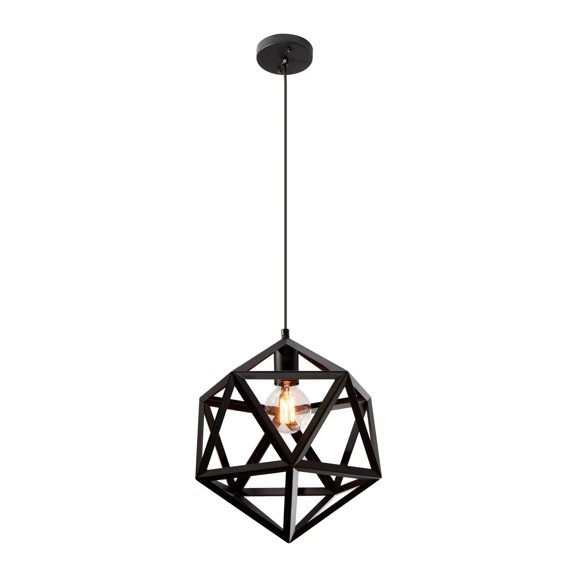 Lámpara Colgante Vintage Hexágono Negro Mate E27 60w 1 Luz