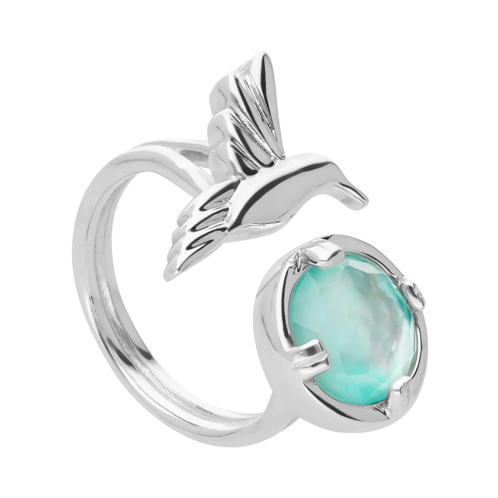 Anillo Mensaje Amor Colibri Con Madreperla Verde