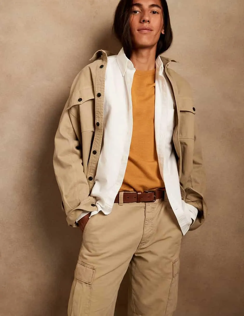 Camisa casual de algodón manga larga para hombre