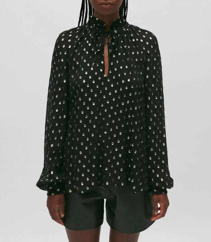 Camisa con strass decorativo manga larga Mujer