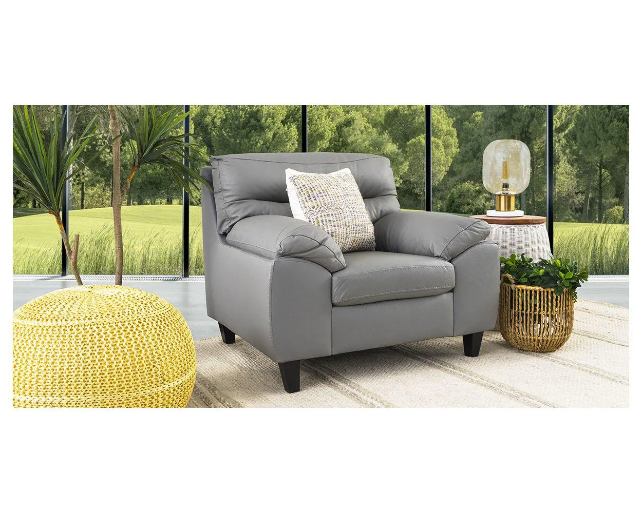Sillón Piel Match Bolton Gris