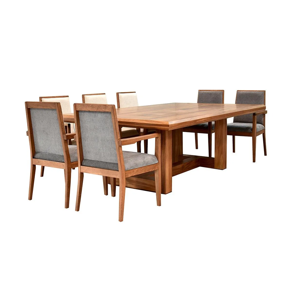 Comedor London - Parota - 6 Sillas Beige y 4 Sillas Gris