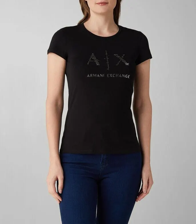 Playera cuello redondo manga corta con logo Mujer