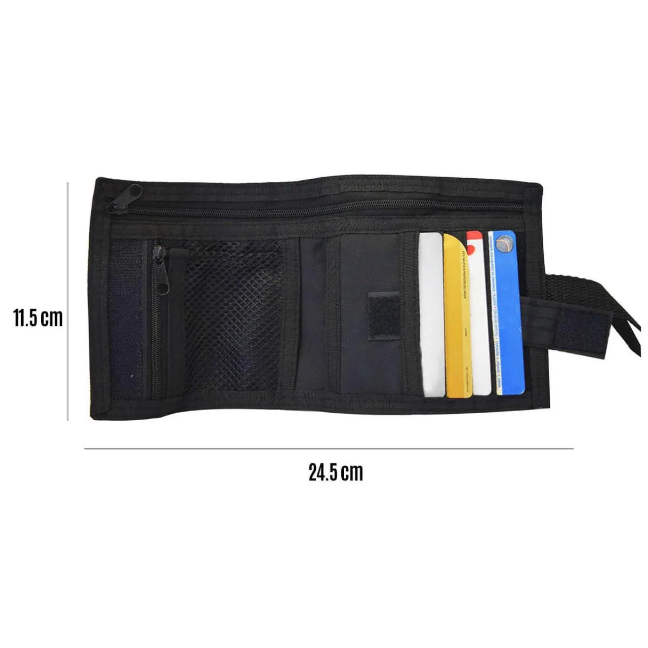 Cartera de seguridad, correa para cinturón, 100% poliéster, negro