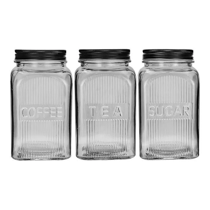 Juego de 3 contenedores vidrio con tapa 1 L ATGS19 Home Sweet Home