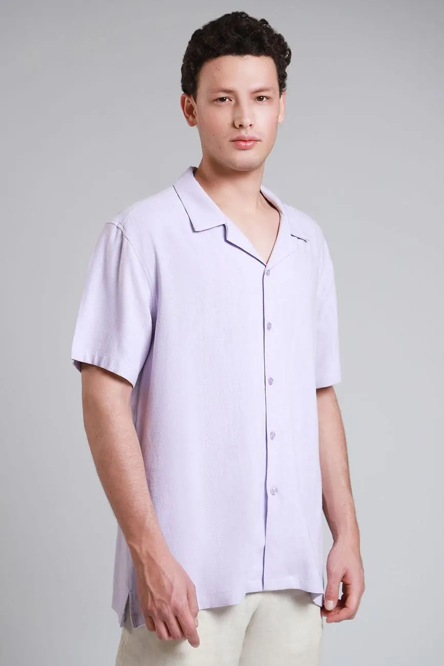 Camisa Mezcla De Lino Manga Corta