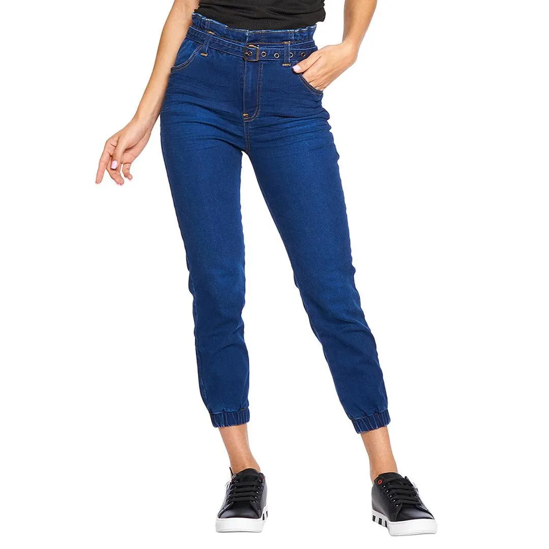 Jeans Mujer Moda Casual Resorte Mezclilla Cinturón Stone