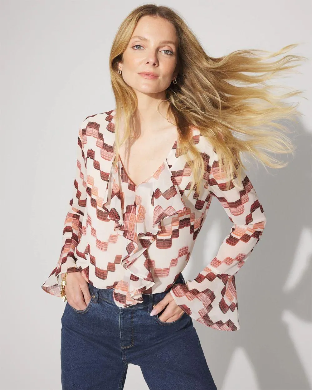 V-Neck Ruffle Blouse