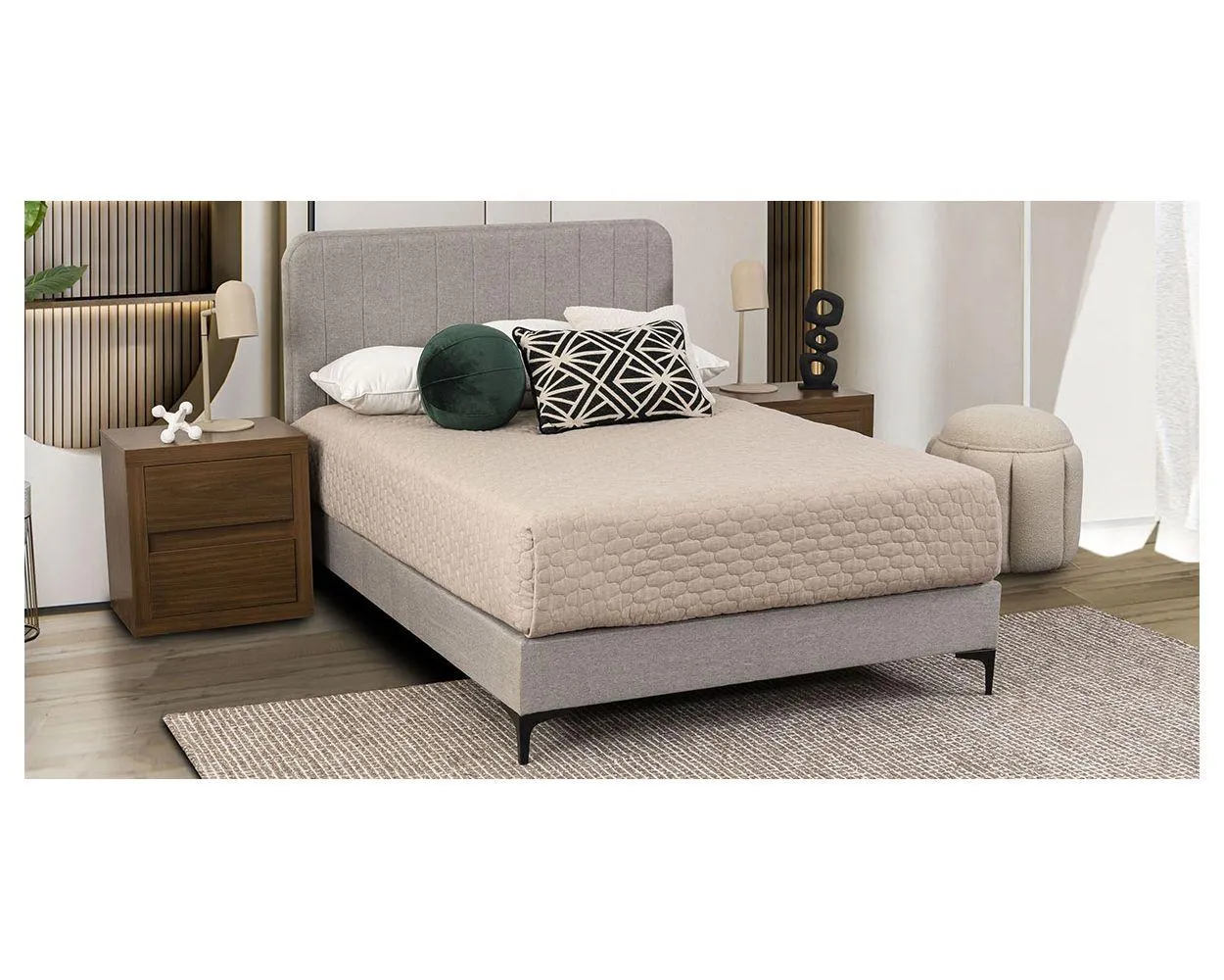 Cama Matrimonial Cortes Beige