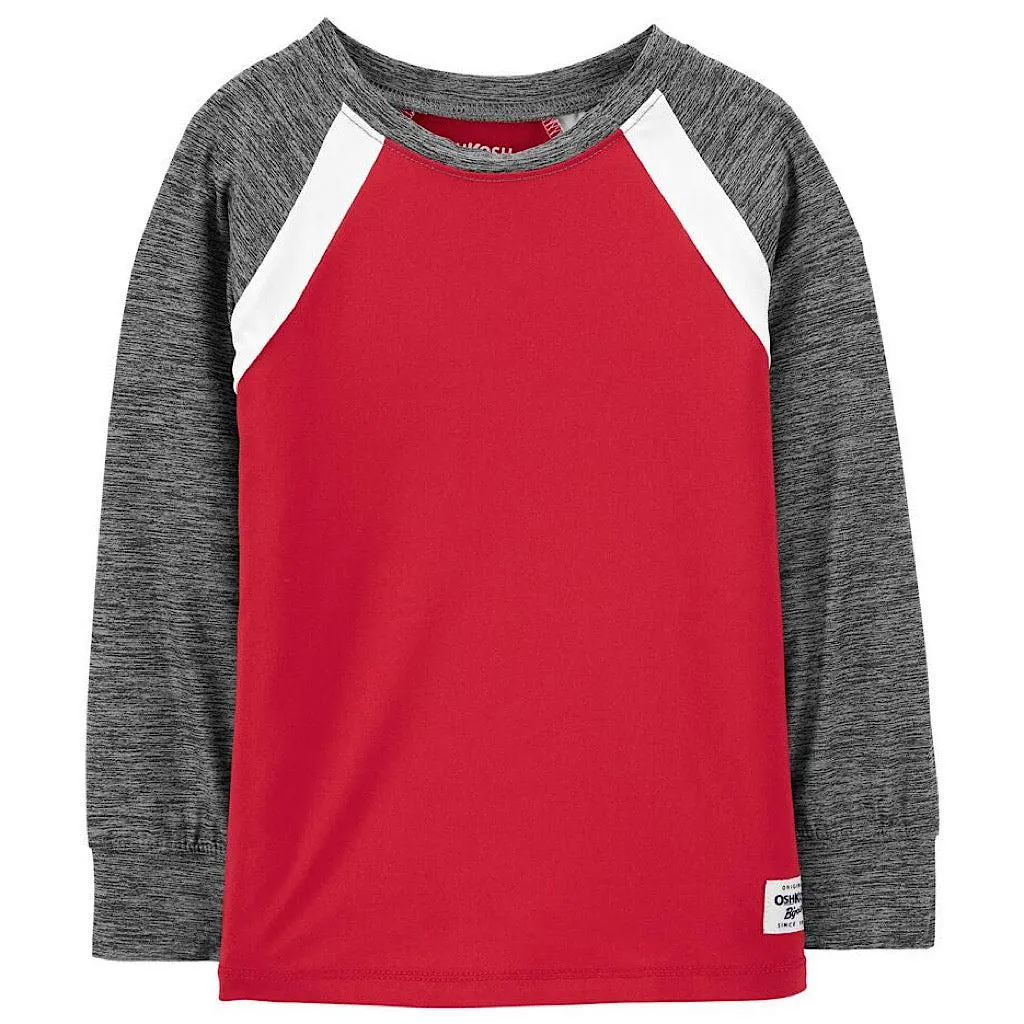 Playera Oshkosh raglan roja para niño preescolar
