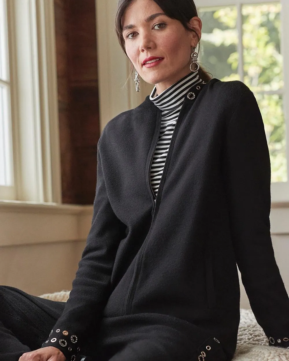 Zenergy Luxe® Cashmere Blend Grommet Cardigan