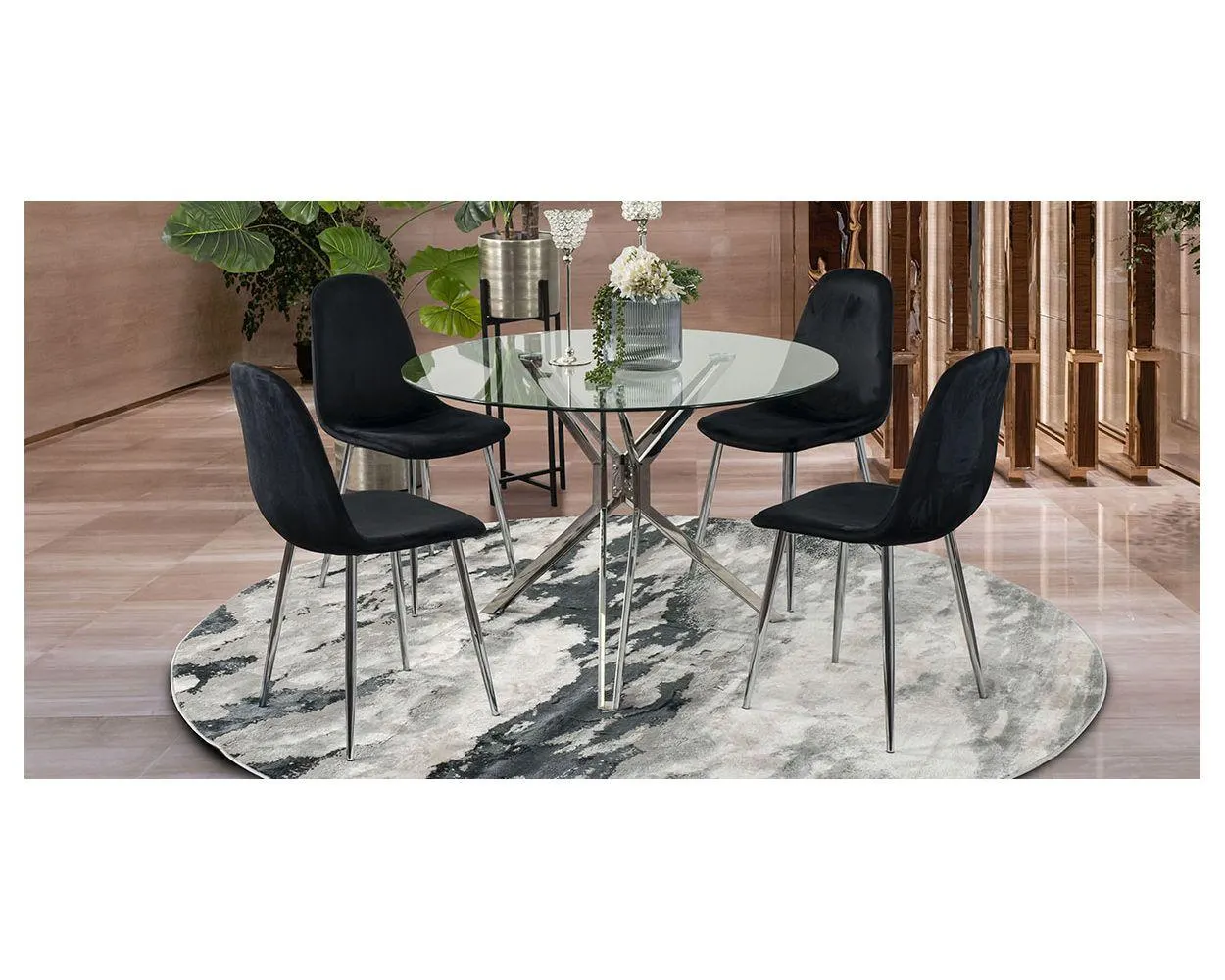 Comedor Redondo Trivor Plata 5 Piezas