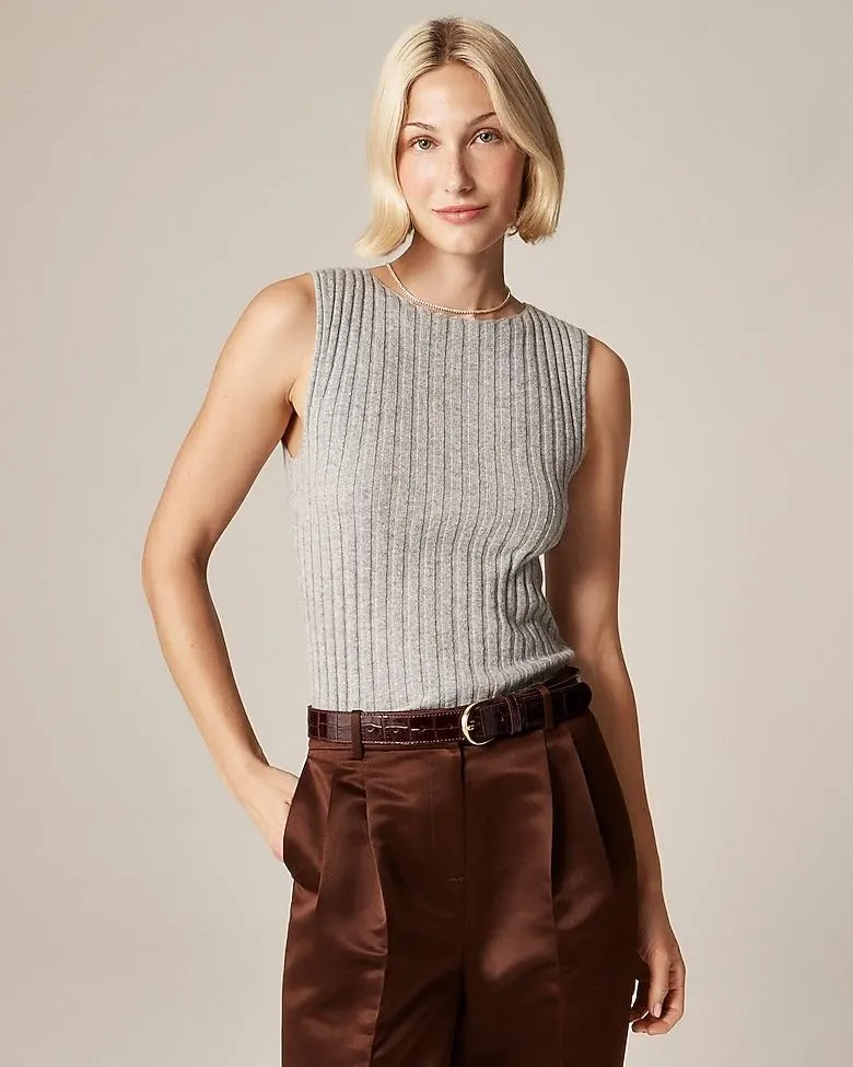 Wide-rib cashmere sweater shell