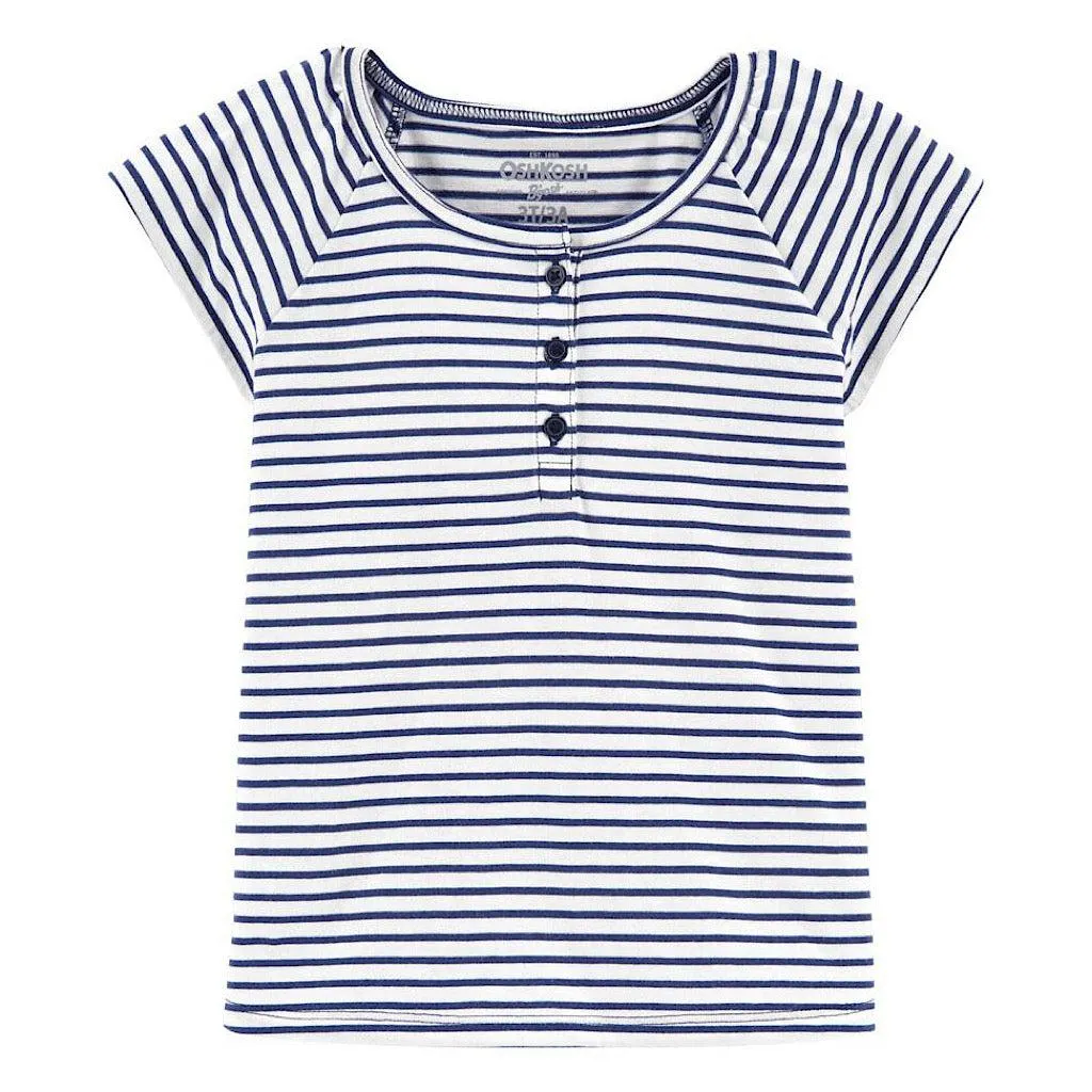 Blusa Oshkosh rayada azul para niña preescolar