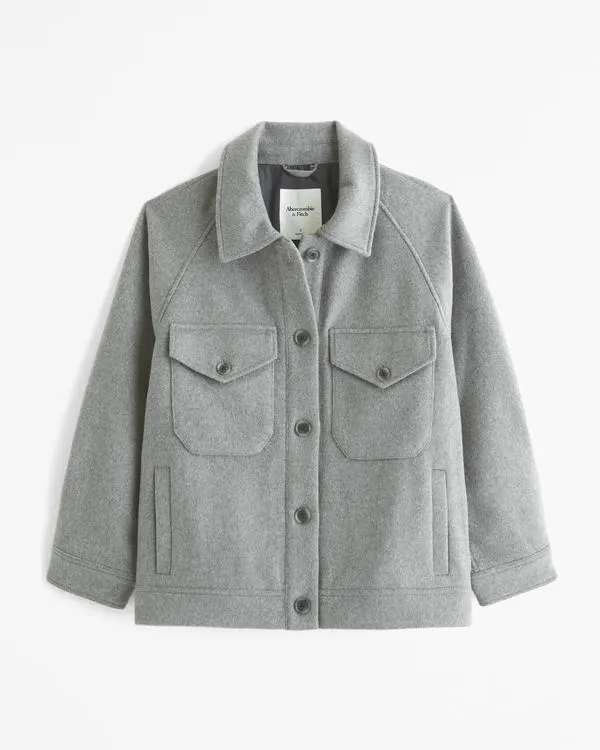 Wool-Blend Utility Shirt Jacket