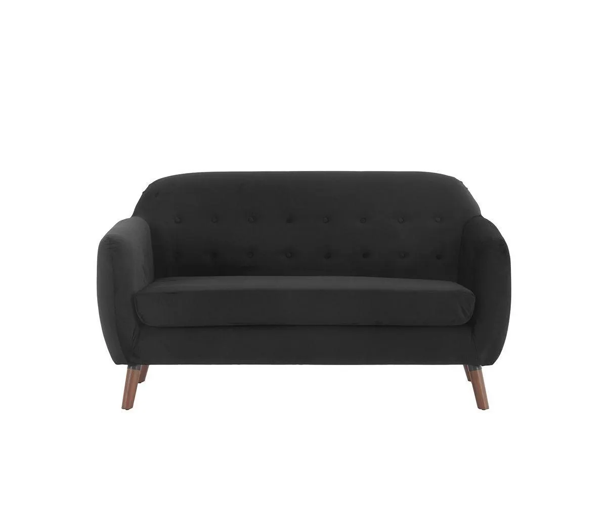 Sofá 2 cuerpos San Blas terciopelo pata nogal - Negro