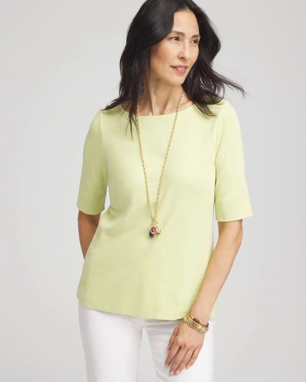 Pima Cotton Bateau-Neck Tee