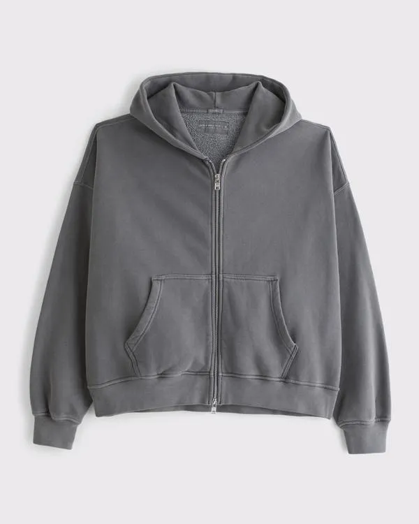 Essential Cropped Full-Zip Hoodie