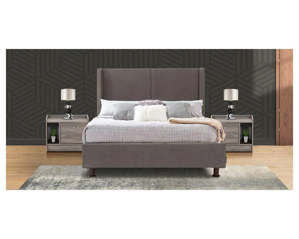 Cama Matrimonial Milan Gris