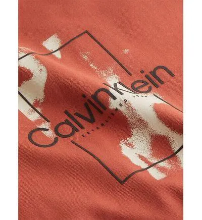 Playera Calvin Klein Estampado Hombre Naranja