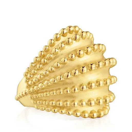 Anillo grande con baño de oro de 18 kt sobre plata TOUS Grain